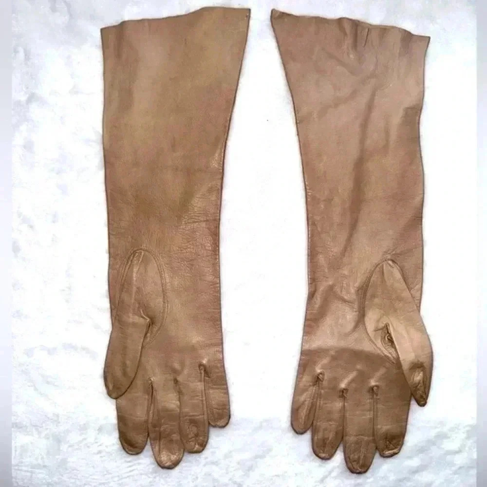 Vintage Gloves by Superb SZ 7 Light Tan Gloves - Picture 2 of 3
